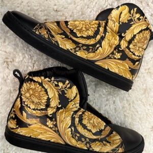 Versace Black & Gold Baroque Ankle Sneakers - Kids 34